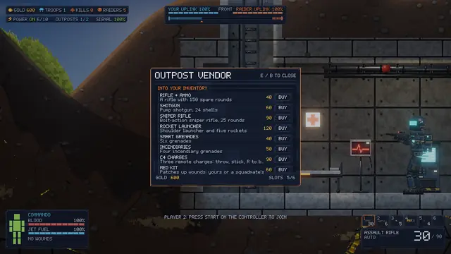 The vendor's shop in a bunker under an outpost