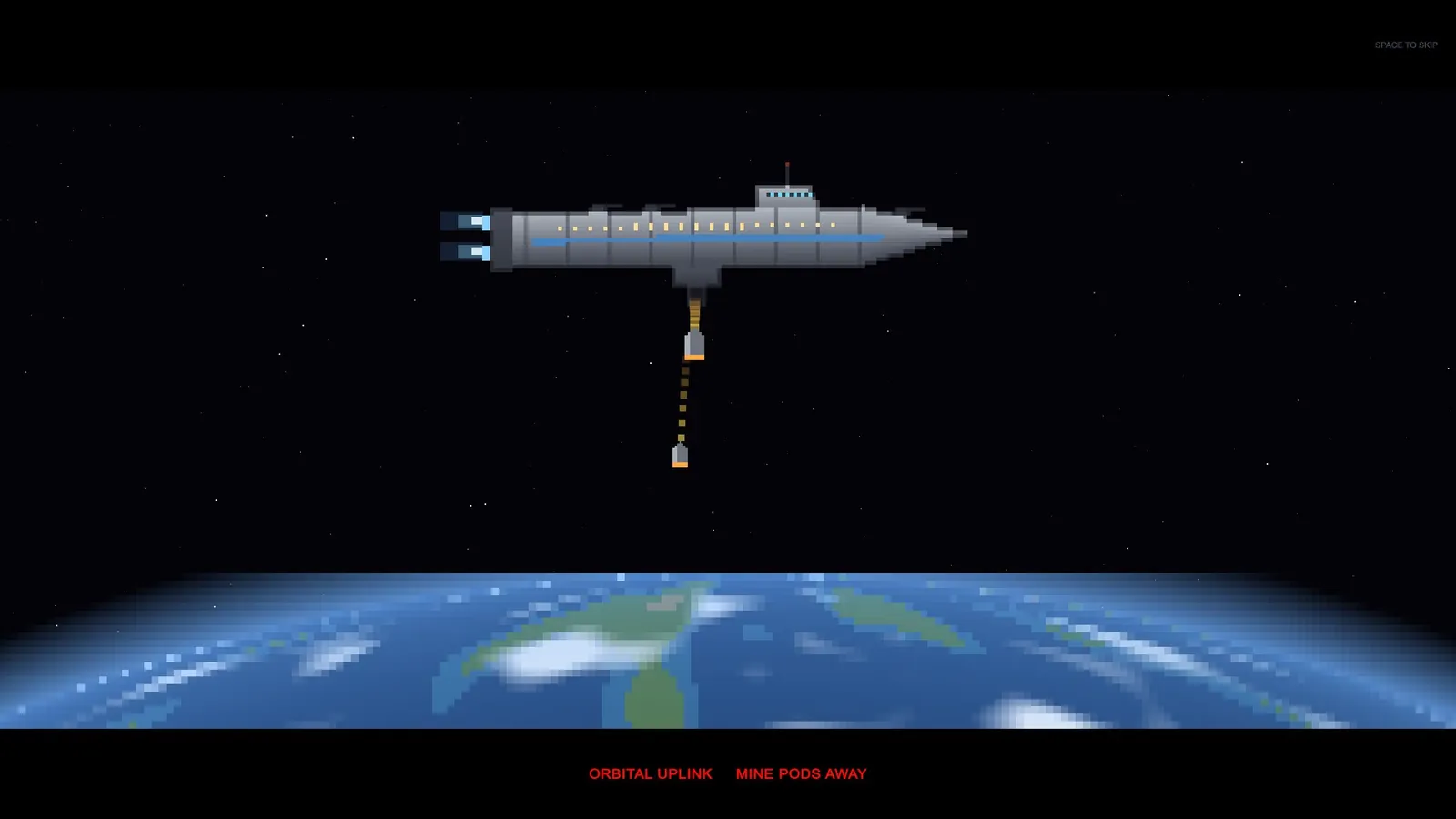 A dropship leaving orbit above the planet
