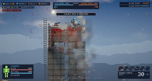 A fortress wall blown open