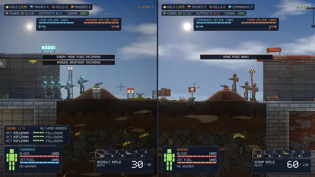 Split screen versus, a strike incoming