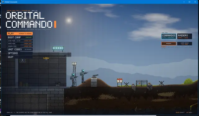 The skirmish setup on the title screen