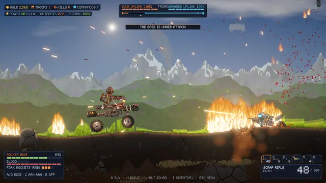 A Raider rocket bike firing its fork rockets